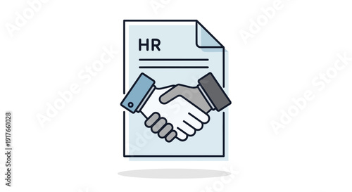 Agreement document icon with handshake illustrating partnership or employment