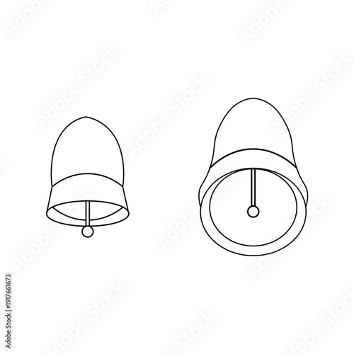 Handmade notification bells. Ringing signal Vector. Distinct ringer symbols. Multi functional signal representations.