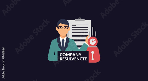 Business professional with documents and clock concept isolated on dark background