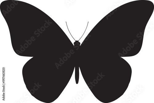 Black butterfly silhouette with antennae