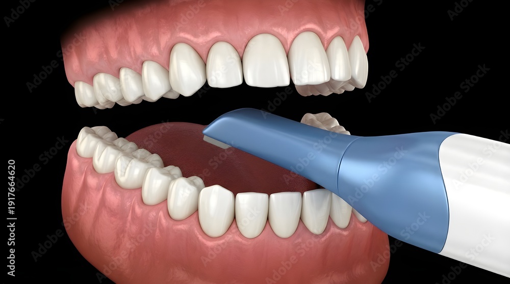 Fototapeta premium 3D Dental Cleaning Procedure with Ultrasonic Tool