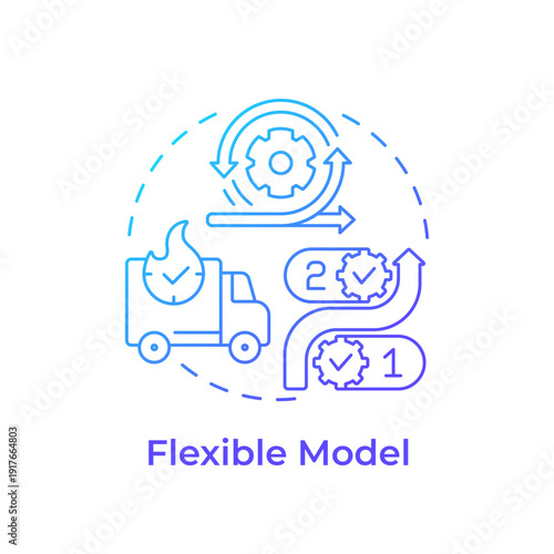 Flexible model blue gradient concept icon. Business process, production improvement. Workflow methodology. Round shape line illustration. Abstract idea. Graphic design. Easy to use in presentation