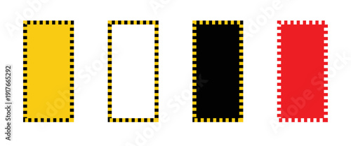Warning frame with yellow and black, red diagonal stripes. Rectangle warn frame. Black and yellow red diagonal stripe vector icon collection