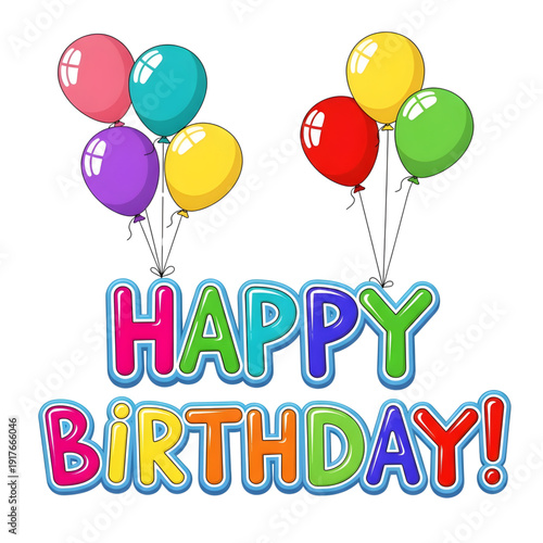 Vibrant Happy Birthday celebration with colorful balloons