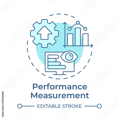 Performance measurement soft blue concept icon. Productivity tracking, data analytics. Round shape line illustration. Abstract idea. Graphic design. Easy to use in booklet, article