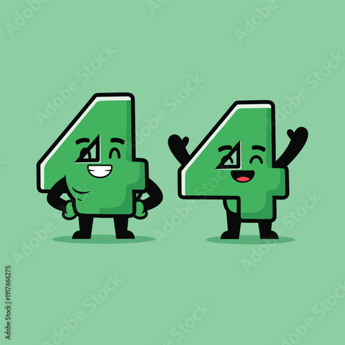 Cartoon Numbers 3 and 4 Characters.