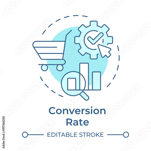 Conversion rate soft blue concept icon. Economic sustainability, business management. Corporate planning. Round shape line illustration. Abstract idea. Graphic design. Easy to use in booklet