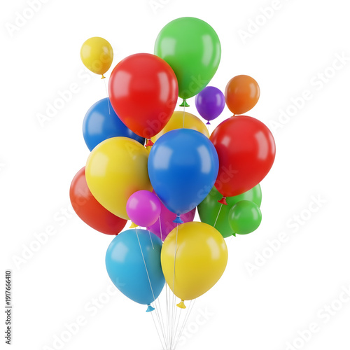 Vibrant colorful balloons floating in air for celebrations
