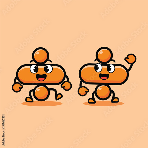 Cartoon Capsules Running and Gesturing Freely.