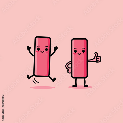 Cartoon Pill Characters Running and Thumbs Up.