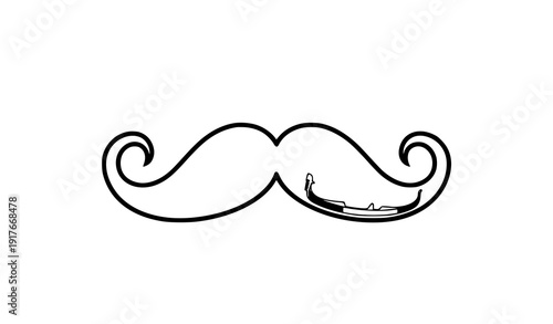 Italy mustache outline vector icon isolated on white