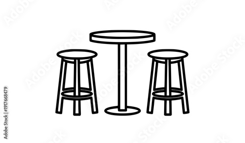 Outdoor bar table and stool icon vector isolated on white