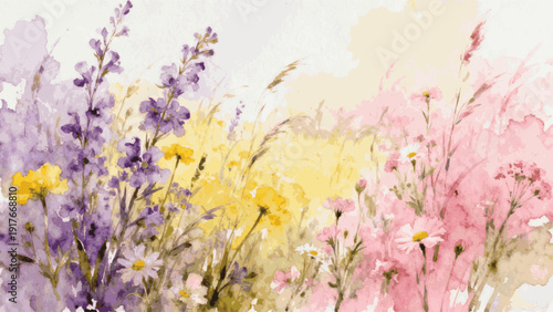 Wild Flower Mix Wildflower Harmony isolated watercolor vector illustration svg