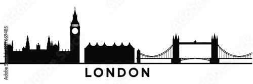 A striking black silhouette of london s iconic landmarks against a white background
