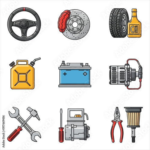 Car parts and tools for automotive repair and maintenance