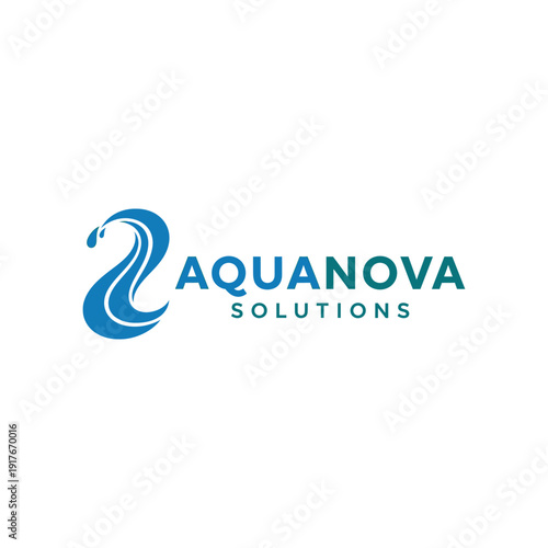 Fluid clean flow icon logo for ocean conservation and sustainable resource protection programs for Aquanova Solutions