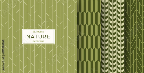 Minimalist Green Nature Geometric Seamless Pattern Set