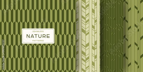 Minimalist Green Nature Geometric Seamless Pattern Set