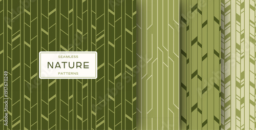 Minimalist Green Nature Geometric Seamless Pattern Set