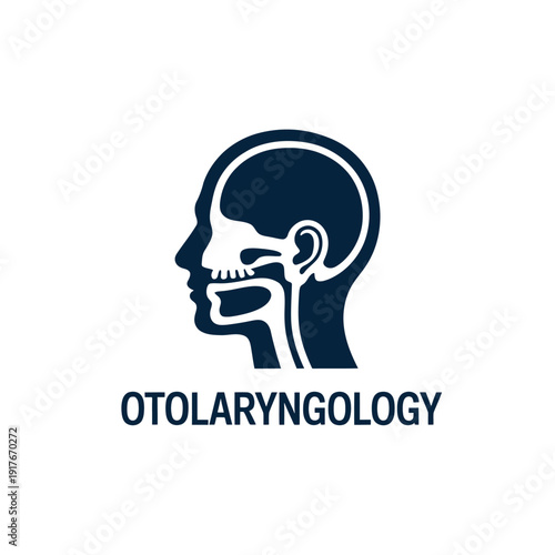 An illustration of a human head in profile with the word otolaryngology below