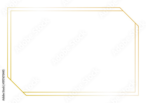 Gold Gradient Thin Line Frame on White Background