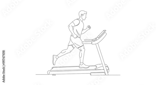 Man running on a modern treadmill for a focused cardio fitness workout