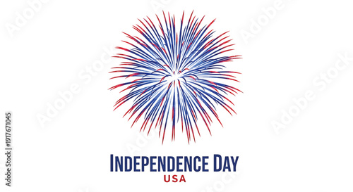 Patriotic firework icon for Independence Day celebrations, USA. Vector illustration with red, white, and blue colors. Isolated on transparent background.