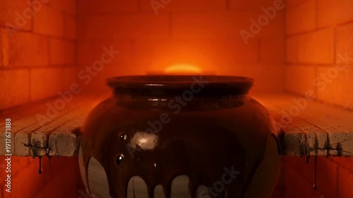 Ultra Macro Inside a Gas Kiln Showing Ash Glaze Melting on Stoneware