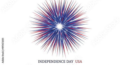 Independence Day USA vector graphic with starburst design and patriotic colors.