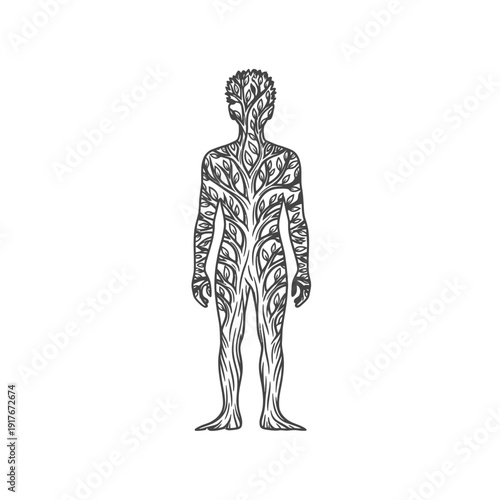 Detailed human body vascular system illustration.