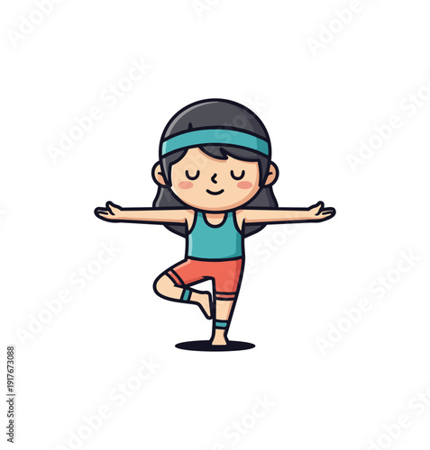 Woman in yoga pose on black background illustration