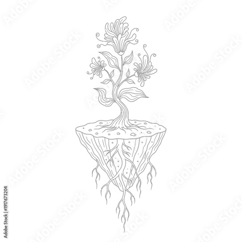 Plant Growing From The Ground Surface.