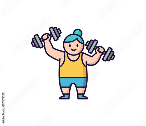 Woman lifting dumbbells illustration on black background