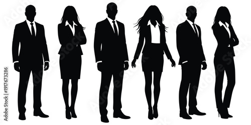 Business Professionals Silhouettes in Formal Suits people group