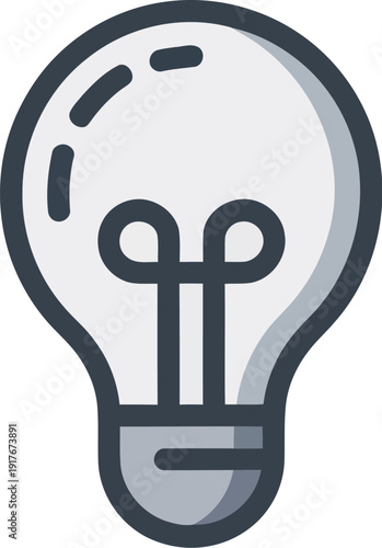A simple cartoon lightbulb on a white background representing a great idea