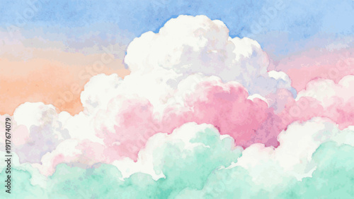 Candy Cloud Day Pastel Dreamy Sky isolated watercolor vector illustration svg