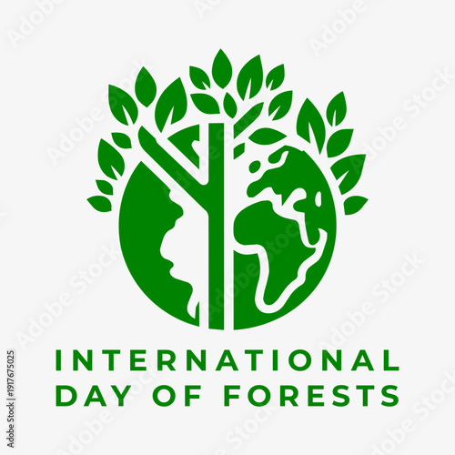 Minimalist Forest Logo Design with Abstract Geometric Trees and Monochrome Line Art