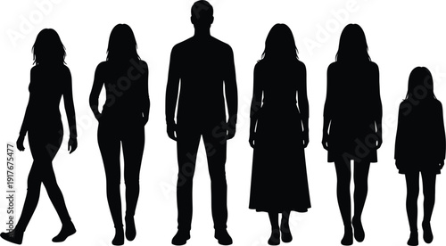 Diverse Group Of Male And Female Silhouettes Of Various Ages people