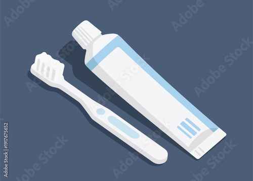 A Pair of Tooth Cleaner, Toothbrush and Toothpaste Illustration Artwork Creative Design Template 