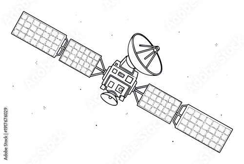 A communication satellite orbits through outer space, providing global connectivity and data transmission for various technological and scientific applications.