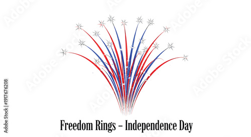 Patriotic fireworks icon, Freedom Rings - Independence Day symbol. Celebratory red, white and blue sparkler with starburst. Created in vector style with bold lines and vibrant colors.