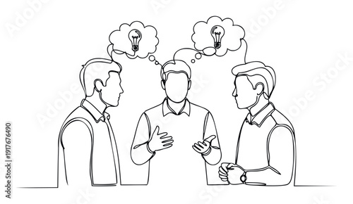 Three businessmen engaged in a dynamic discussion exchanging innovative ideas symbolizing effective collaboration teamwork and creative problemsolving perfect for corporate presentations