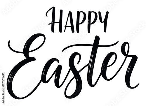 Brushstroke Happy Easter text for Christian holiday season wishes cheerful greetings social media stories invitations and print materials