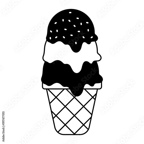 Ice cream vector icon. Waffle cone illustration sign. Ice lolly symbol. Frozen juice logo.