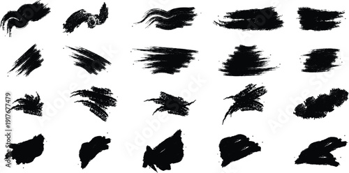 Collection of black brush strokes on white background