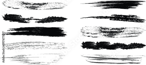 Collection of black brush strokes on white background