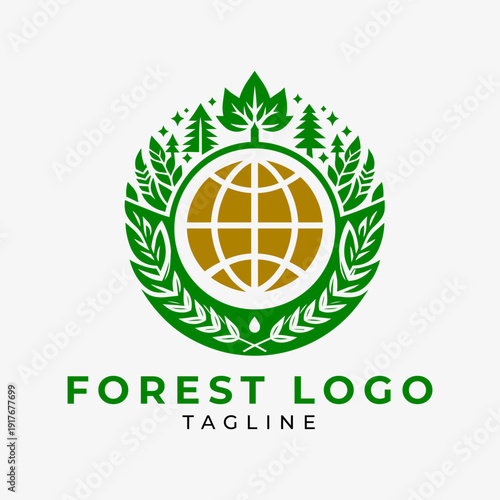 Forest logo green and yellow round shape 