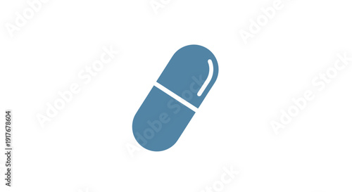 Simple Blue Capsule Pill Medicine isolated white background