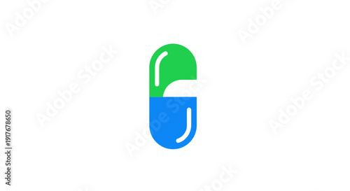 Green and Blue Capsule Pill Medicine isolated white background