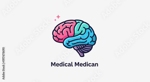 Human Brain Medical and Creative Thinking Icon on Isolated White Background